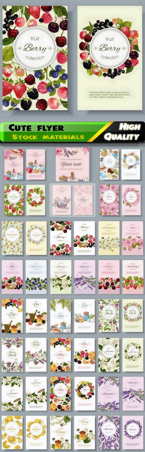 Flyer and banner card with flowers and fruit berries and spa 25 Eps