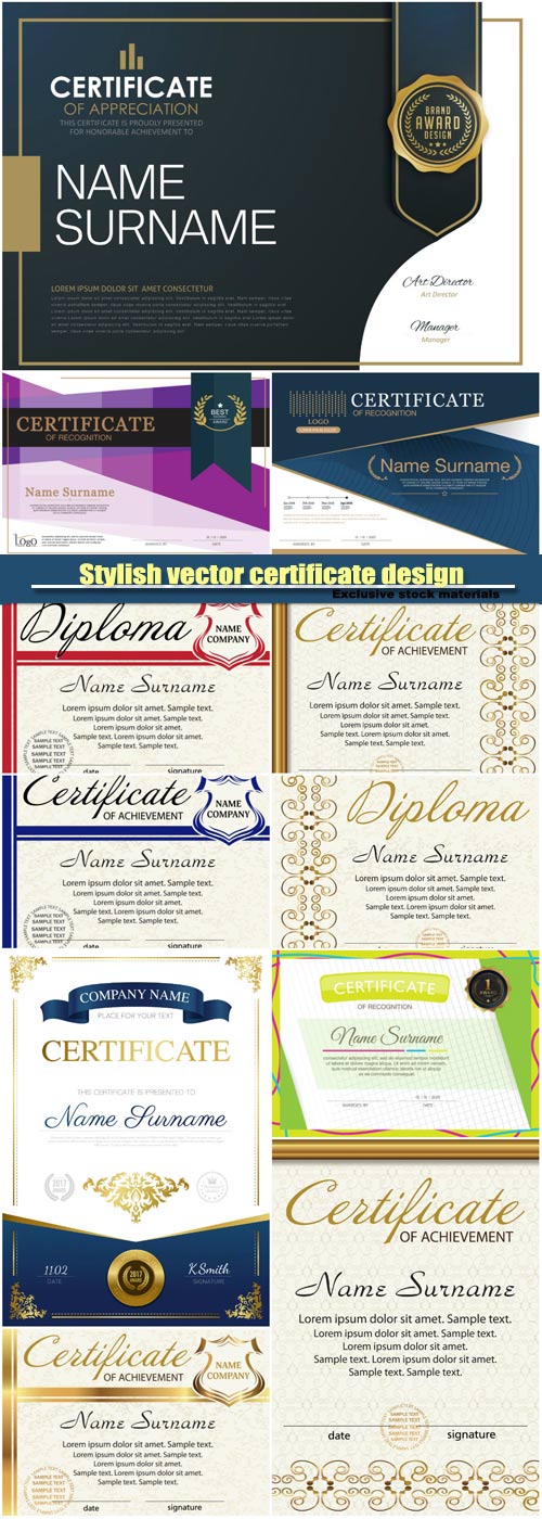 Stylish vector certificate design
