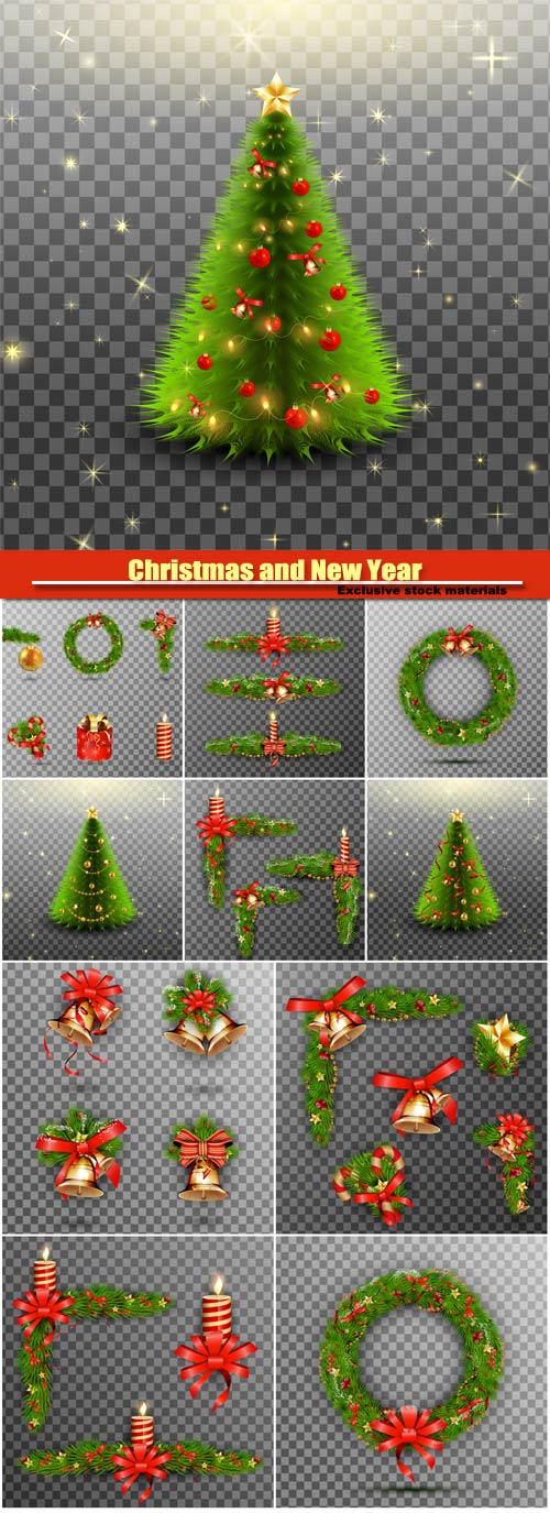 Christmas holiday vector decorative elements set