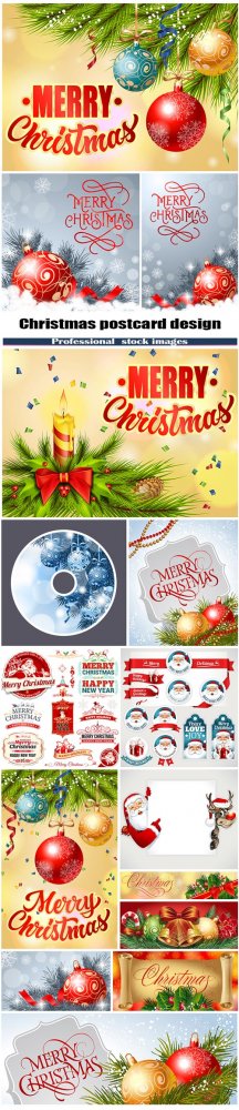 Christmas postcard design and labels