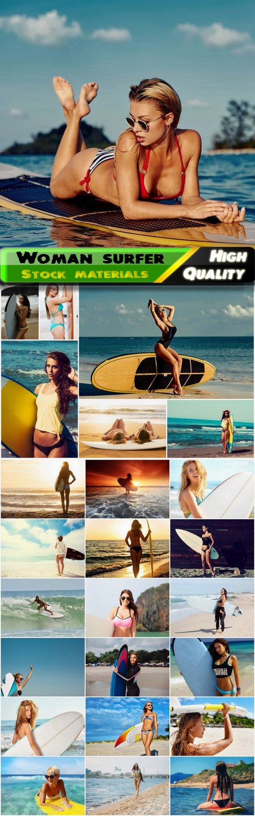 Woman and girl surfer on sea and ocean summer beach 25 HQ Jpg