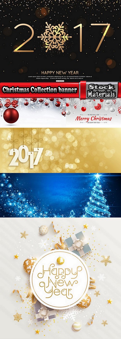 Christmas Collection of Christmas banner panorama advertising flyer invitation card 6 EPS