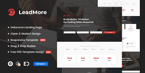 ThemeForest - LeadMore v1.0 - Lead Generation Unbounce Landing Page Template - 22890260