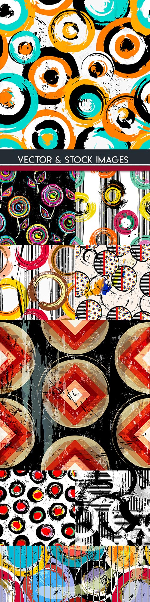 Bright grunge circles and elements seamless pattern