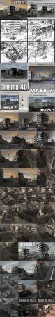 Destroyed City Blocks   3D Models