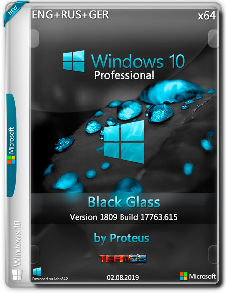 Windows 10 Pro x64 1809 Black Glass by Proteus (ENG+RUS+GER/2019)