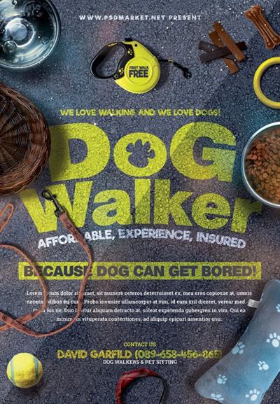 Professional dog walker   Premium flyer psd template