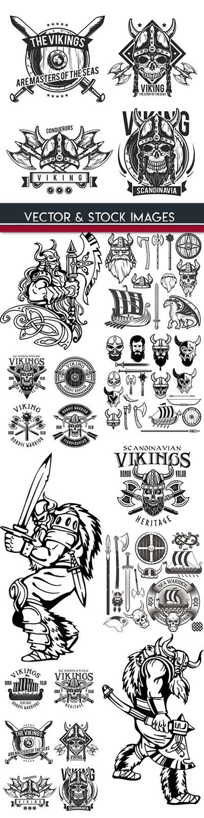 Viking Scandinavian weapon and emblem skull 3