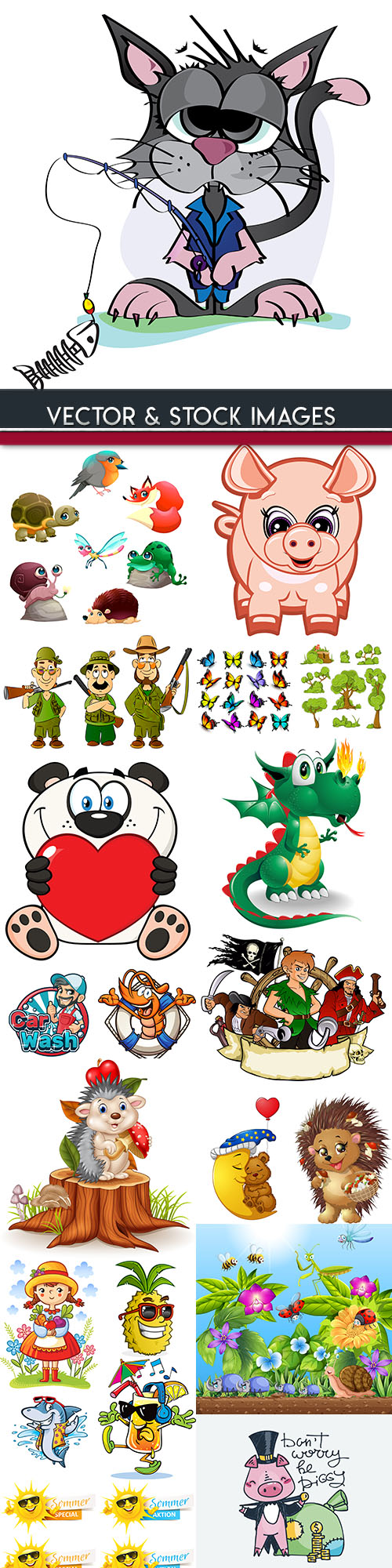 Cartoon amusing characters collection illustrations 6