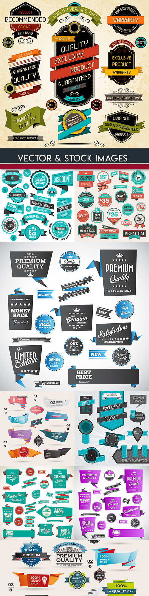 Premium quality golden badges and labels collection 28 