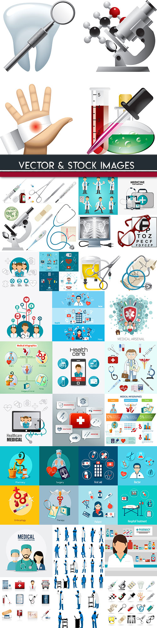 Medical infographics options elements collection 94