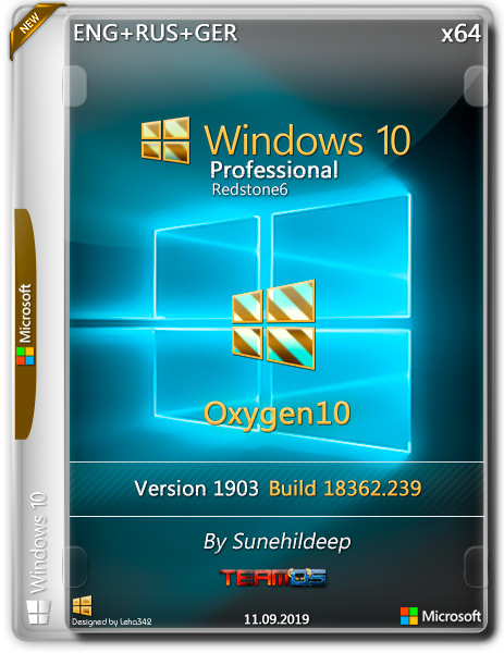 Windows 10 Pro x64 1903 Oxygen10 By Sunehildeep (ENG+RUS+GER/2019)
