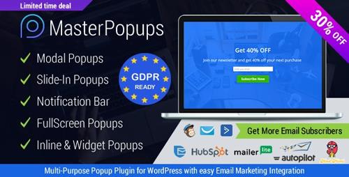 CodeCanyon - Master Popups v2.9.6 - WordPress Popup Plugin for Email Subscription - 20142807 - NULLED