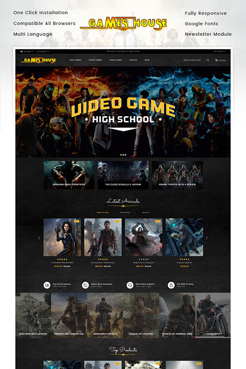 Video Games Store OpenCart Template 85465