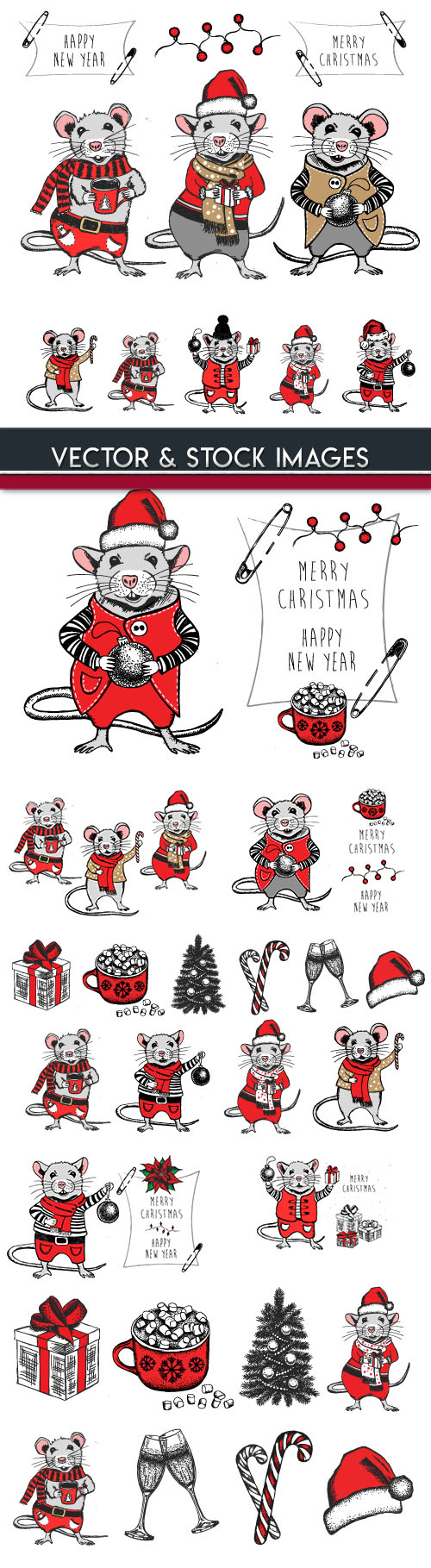 Rat cartoon symbol of New Year 2020 illustration 8